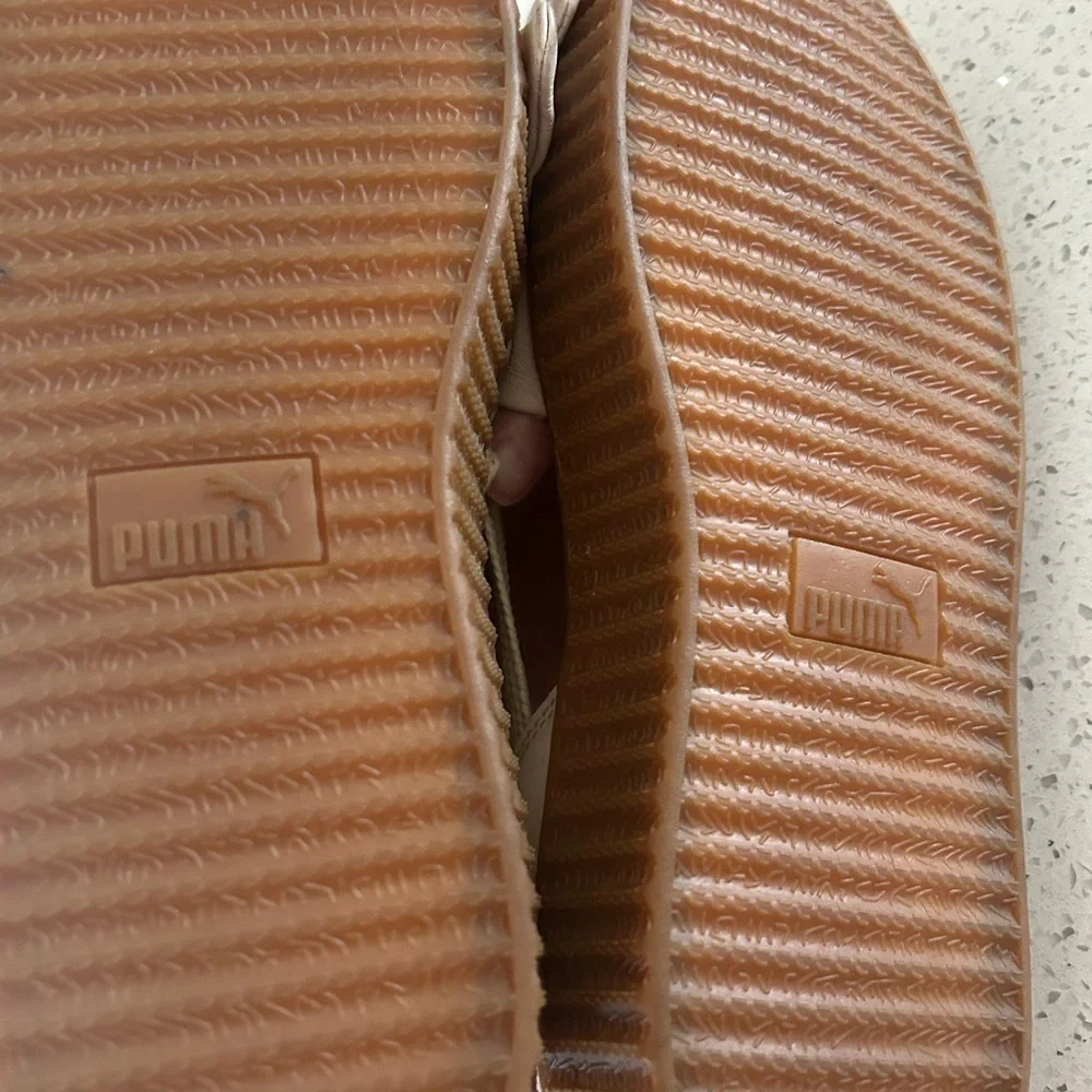 Puma Fenty by Rhianna sling back tie up leather Women's Cream Espadrille Sandals